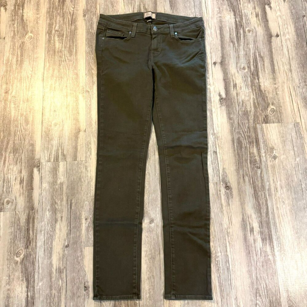 Paige Jeans Peg Skinny Denim Jeans in Fir Green Made in USA Women's size 29